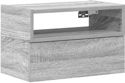 Edinos Wisząca minimalistyczna szafka nocna szary dąb sonoma