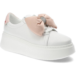 Chebello Białe Sneakersy Wygodne Obuwie Damskie Z Kokardą