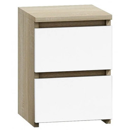 Elior Wąska szafka nocna - biała + dąb