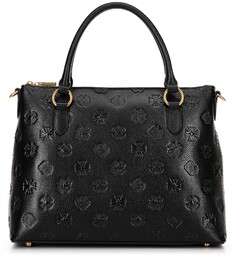 Skórzana shopperka w sygnaturę czarno - złota