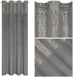 Zasłona 140 x 250 Dekoracyjna Liza Stal+Złoty