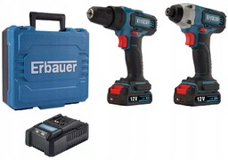 Zestaw Wkrętarka Zakrętarka Erbauer 12V 2 x 2.0Ah