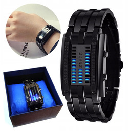 Zegarek Bransoleta Binarny Led Ledowy Metalowy