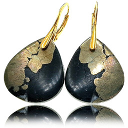 Piryt Niezwykłe Kolczyki Złote Srebro Unikat