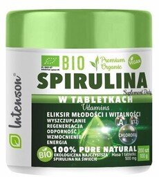 INTENSON Suplement na koncentracje Bio Spirulina 100% (200