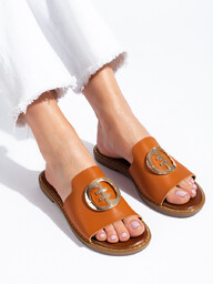 Damskie klapki płaskie camel Shelovet-36
