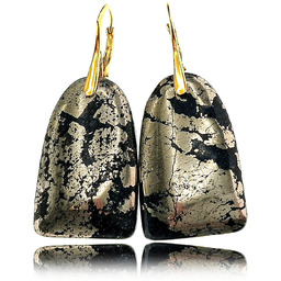 Piryt Oryginalne Kolczyki Złote Srebro Unikat