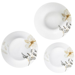 Serwis Obiadowy Zastawa Stołowa Komplet Porcelana Motyw Kwiaty