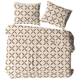 Pościel z kory 160x200 kremowa brązowa kratka