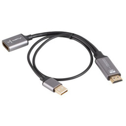 Lanberg Adapter HDMI(M)-Displayport(F)4K na kablu 20cm srebrny