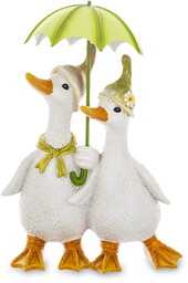 Figurka ogrodowa para gęsi z parasolem 22x15x9cm 164587