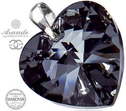 Kryształy Duży Wisiorek Serce Silver Night Srebro