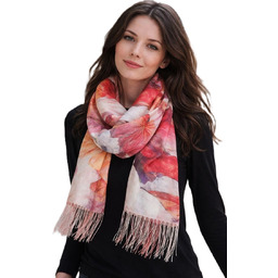 Szalik damski szal cienki wiosenny VINTAGE KWIATKI 180cm