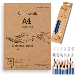 OŁÓWKI DO SZKICOWANIA x12 SZKICOWNIK A4 BLOK
