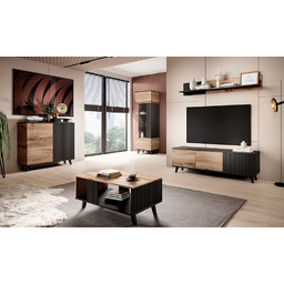 Półka wisząca dąb wotan / czarny mat 150