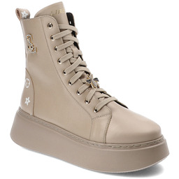 Libero Beżowe Sneakersy Modne Buty Damskie