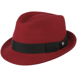 Kapelusz Trilby Classic Wool by Lierys, ciemnoczerwony, cm