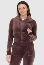 JUICY COUTURE Brązowa bluza damska rozpinana z weluru,