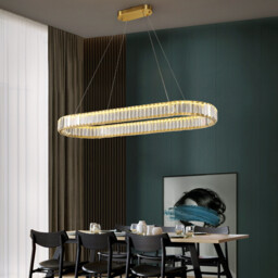 Złota lampa kryształowa wisząca do jadalni - 100cm