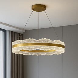 Złota lampa sufitowa z pilotem 80cm 150Watt L172