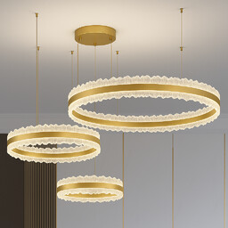 Złota lampa sufitowa z pilotem 80x60x40cm 360Watt L179