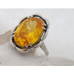 SŁOŃCE - srebrny pierścionek z cytrynem złocistym