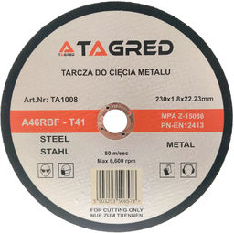 Tarcza do cięcia metalu, stali SLIM RBF 230x1.8