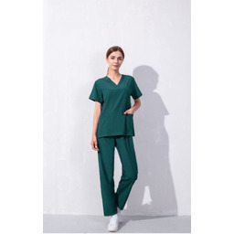 Nianqing Komplet Medyczny Damski Scrubs - Ciemna zieleń