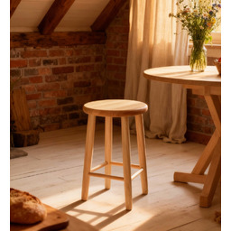 Solidny Taboret sosnowy 60cm Okrągły lakierowany/olchowy Polski producent