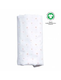 Motherhood Organiczny otulacz muślinowy XXL 130x130cm Kropeczki Różowe