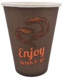 Kubek papierowy 300ml brąz Enjoy Drink Go 50szt