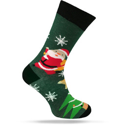 Świąteczne Skarpetki - Alties - Mikołaj, Zielone Tło,