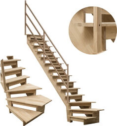 Schody Drewniane Dębowe Zabiegowe Lewe Poręcz Drewniana