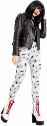 Smiffys 66000XS legginsy z nadrukiem pluskw, damskie, białe,
