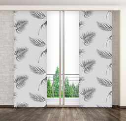 Zasłona panelowa z nadrukiem w szare liście palmy