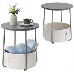 Stolik Kawowy Nocny Nowoczesny Z Koszem Szary Salon