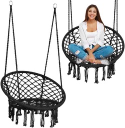 Fotel ogrodowy wiszący huśtawka BOHO czarny
