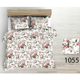 Pościel z kory 200x220 biała bordowa peonie kwiaty