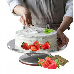 Patera Obrotowa 31cm Profesjonalna Antypoślizgowa Metalowa do Tortów