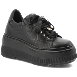 Karino Czarne Sneakersy Skórzane Obuwie Damskie Na Platformie