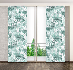 Zasłona panelowa z nadrukiem w turkusowe liście palmy