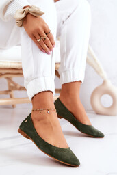 Damskie Zamszowe Baleriny Maciejka 04100-45 Khaki-40
