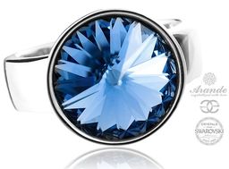 Kryształy Piękny Pierścionek Szafirowy Paris Light Sapphire Srebro