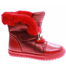 Czerwone dziewczęce trapery z futerkiem