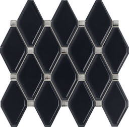 Tubądzin Abisso navy Mozaika ścienna 74,8x7,2x1,15 cm, czarna,