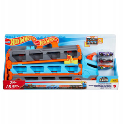 Hot Wheels Wyścigowy transporter 2w1 z 3 samochodzikami