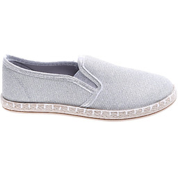 Blyszczące jasno srebrne tenisówki espadryle