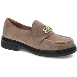 Armodo Brązowe Mokasyny Wsuwane Obuwie Damskie Z Broszką