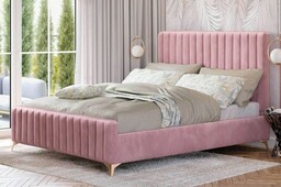 Łóżko tapicerowane BELANIA (SF1023) Glamour 140x200 Welur Różowy