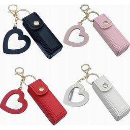 ETUI NA POMADKĘ LUSTERKO SKÓRZANE 4SZT SERCE 9X3X3CM